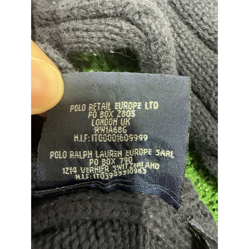 Ralph Lauren baby girl Navy Blue cable knit puff sleeve sweater 12 months cotton